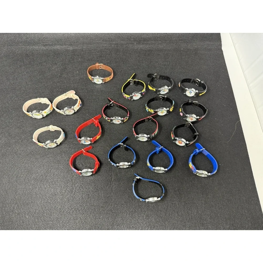 Lot of 18 Kids Educational Analog Watches Animal Sports Flower Rubber Strap